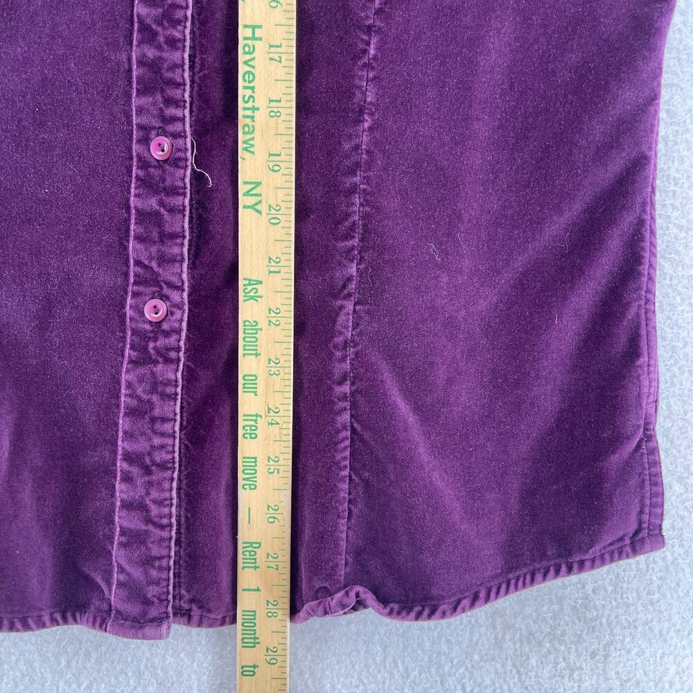 LL BEAN Shirt Womens S Velvet Button Up Long Sleeve Shacket Cotton Purple - Picture 11 of 12